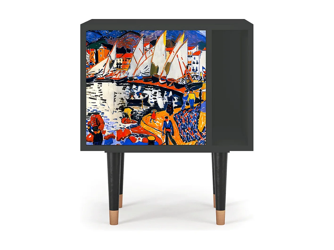 Moderner Nachttisch, 57x69x48 cm, Anthrazit