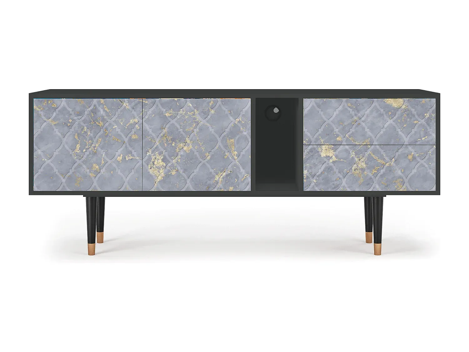 Moderner Fernsehtisch mit Rauchglas in Anthrazit, 170x69x48 cm