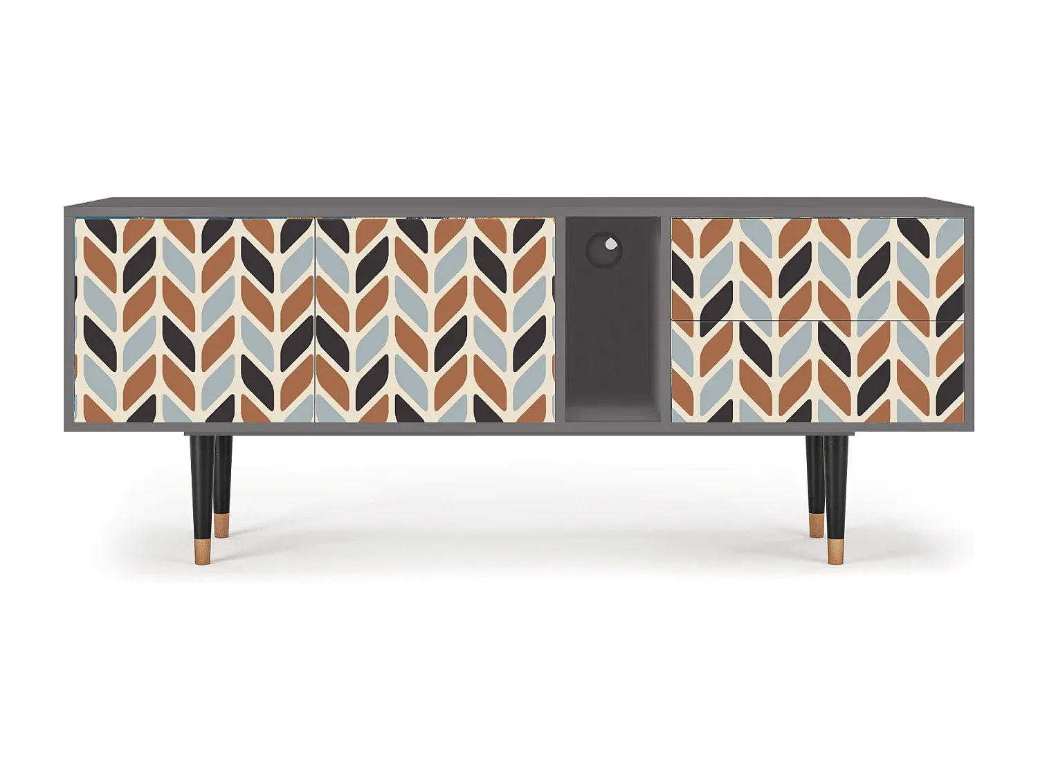 Moderne TV-Möbel mit Stauraum, Beige und Grau