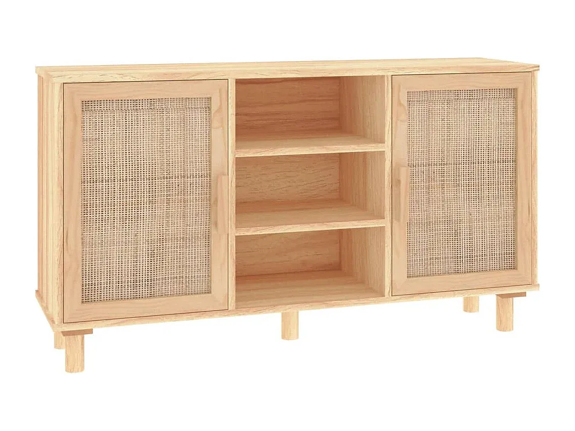 Holz Sideboard mit Rattan und natürlichem Design, 105x30x60 cm