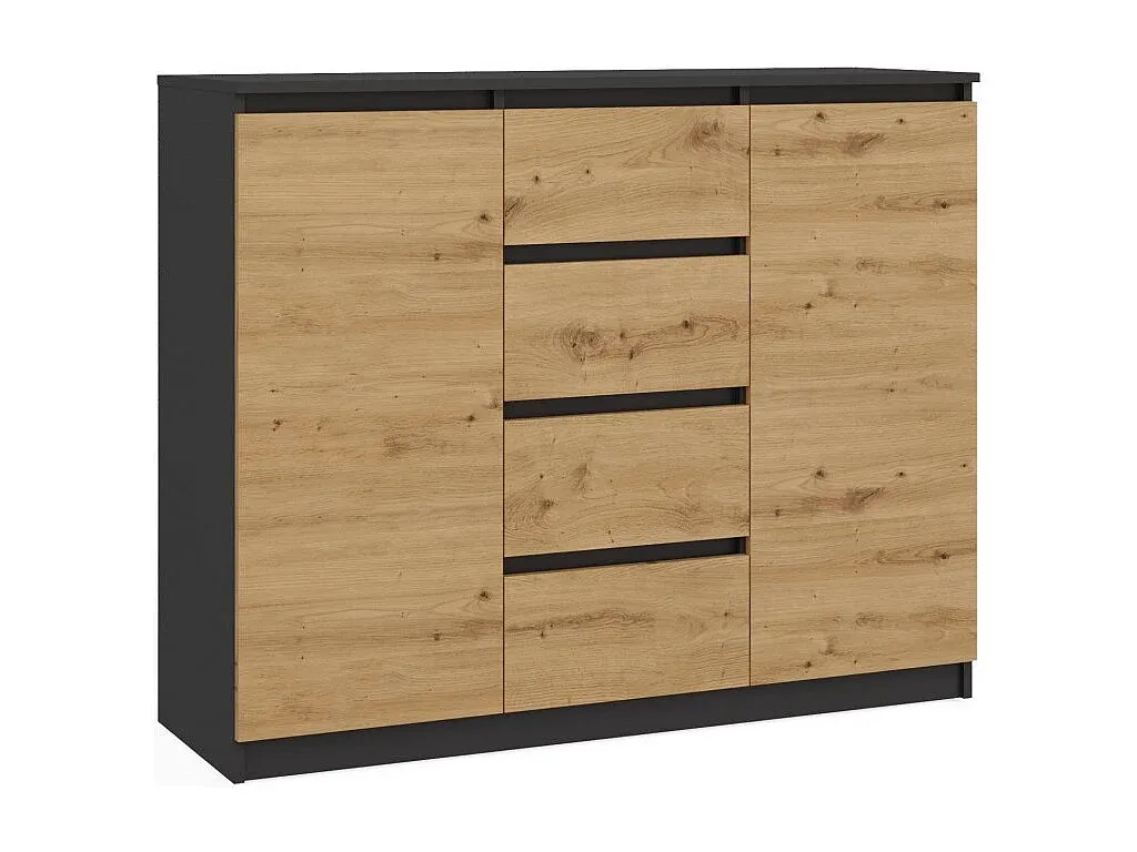 Großer Schrank mit Türen und Schubladen, Anthrazit