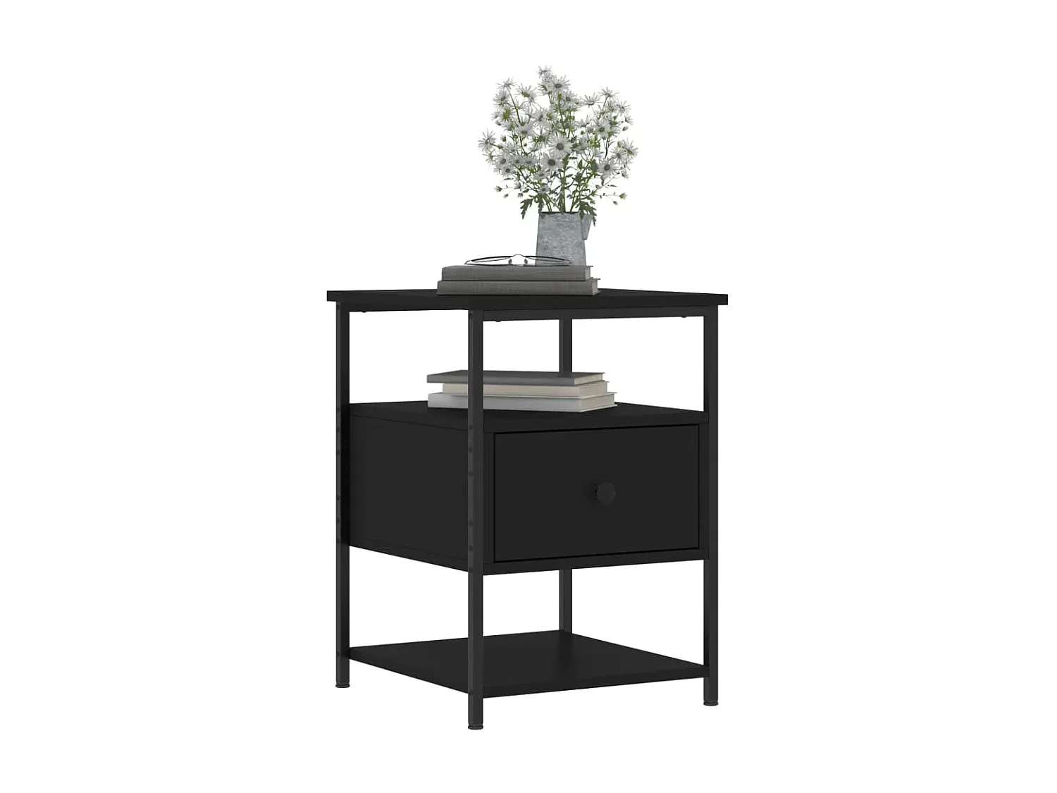 Modernes 2er-Set Nachttische Schwarz aus Holzwerkstoff