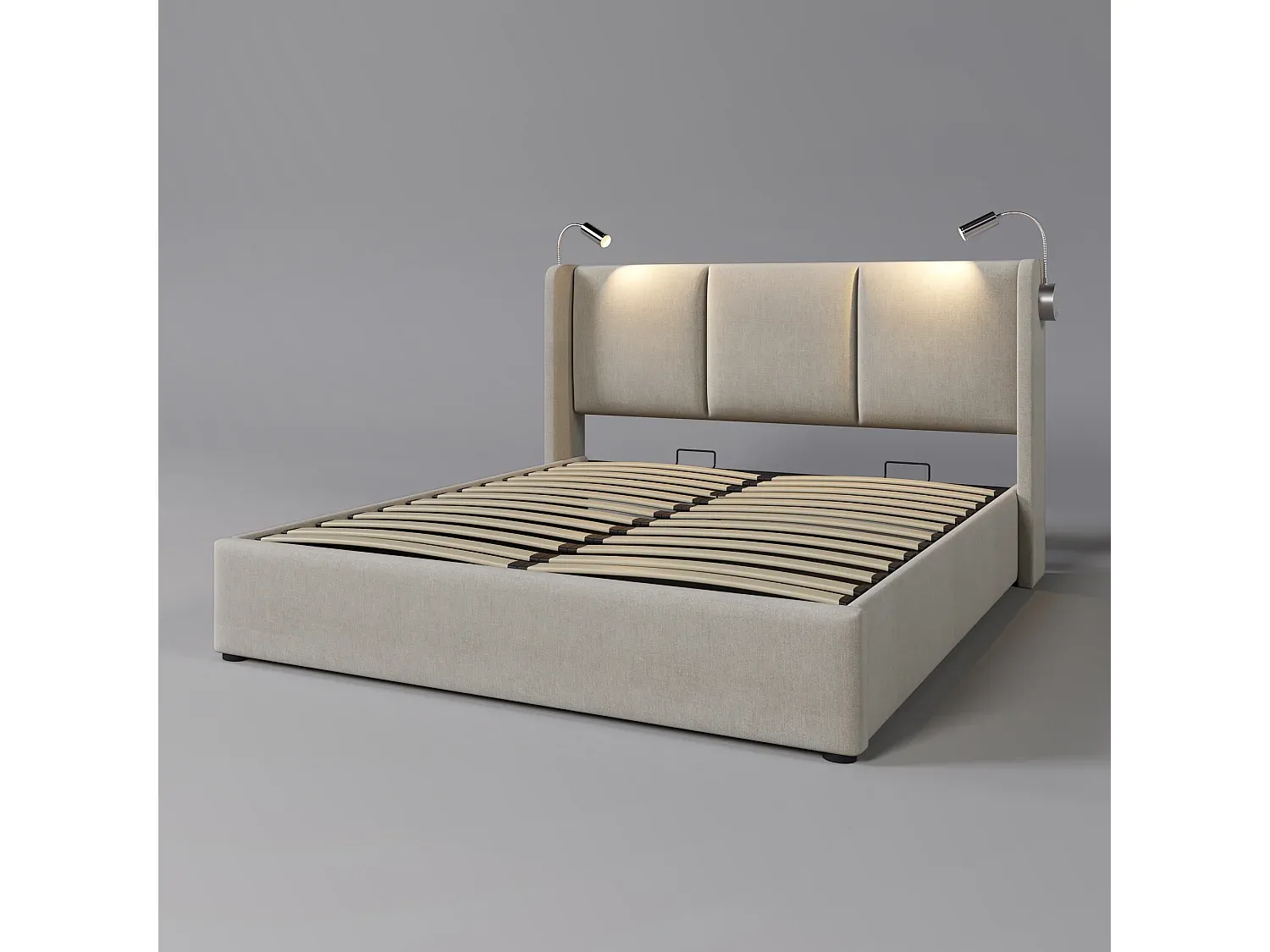 Modernes Stauraumbett 140x200 cm mit integrierter USB-Lampe