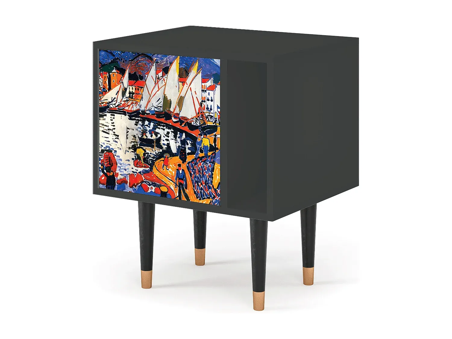 Moderner Nachttisch, 57x69x48 cm, Anthrazit