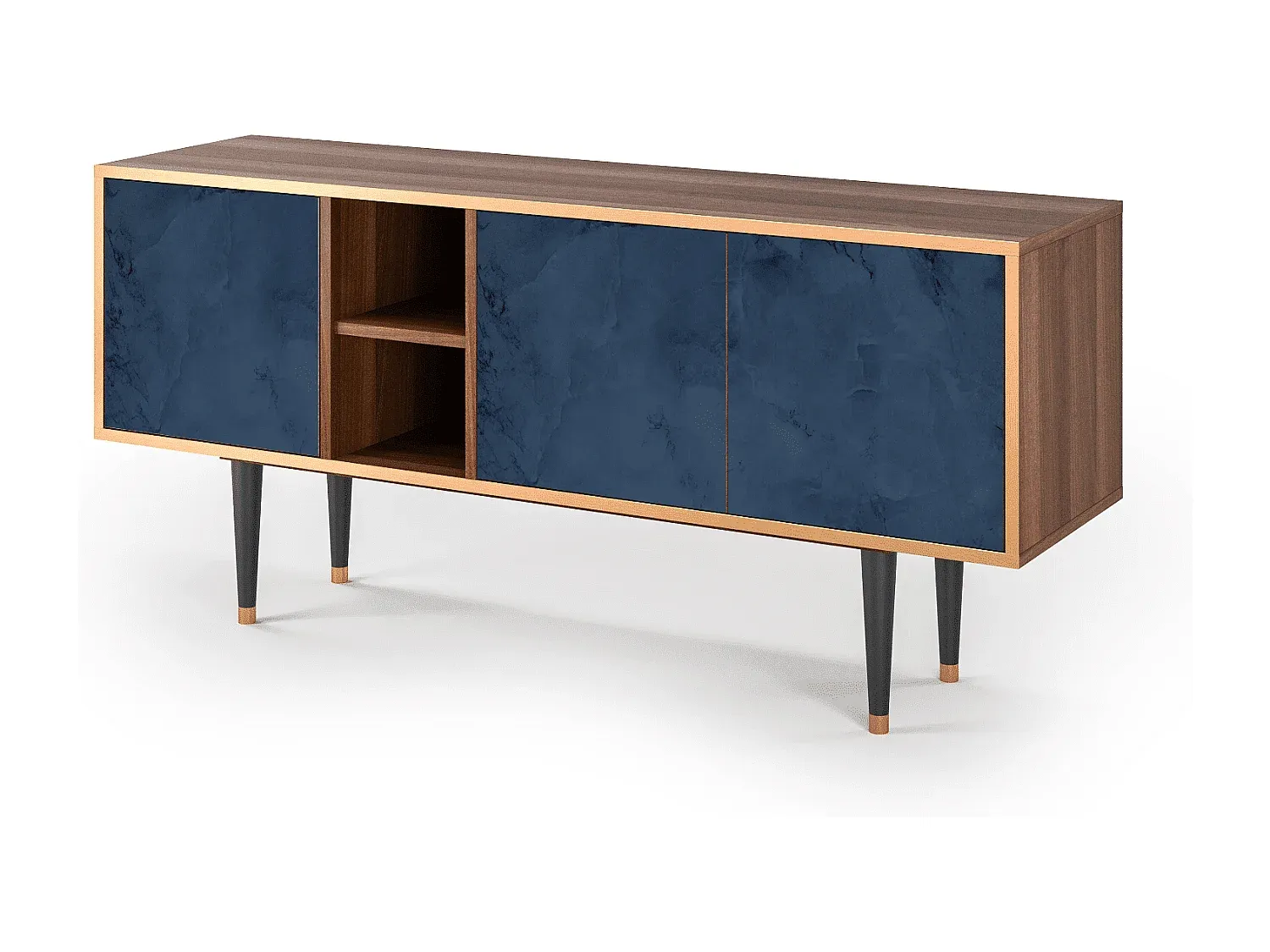 Moderner Fernsehtisch mit Stauraum in Nussbaum