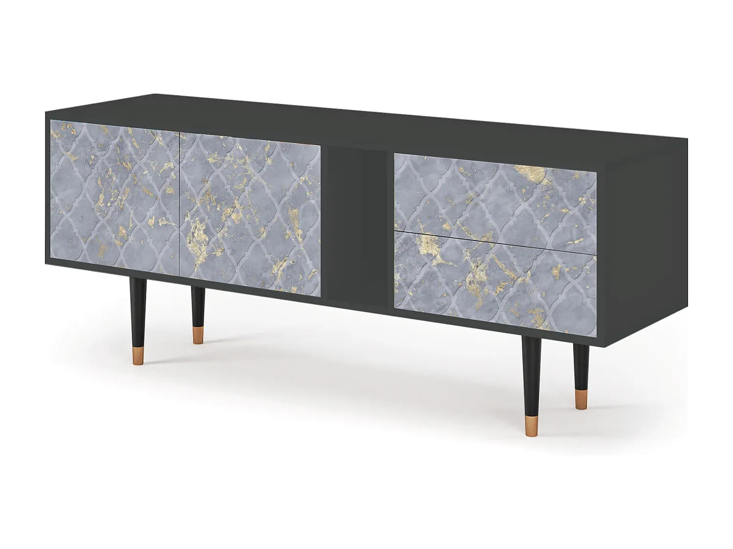 Moderner Fernsehtisch mit Rauchglas in Anthrazit, 170x69x48 cm