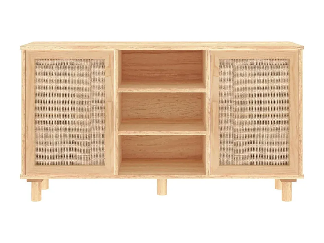 Holz Sideboard mit Rattan und natürlichem Design, 105x30x60 cm