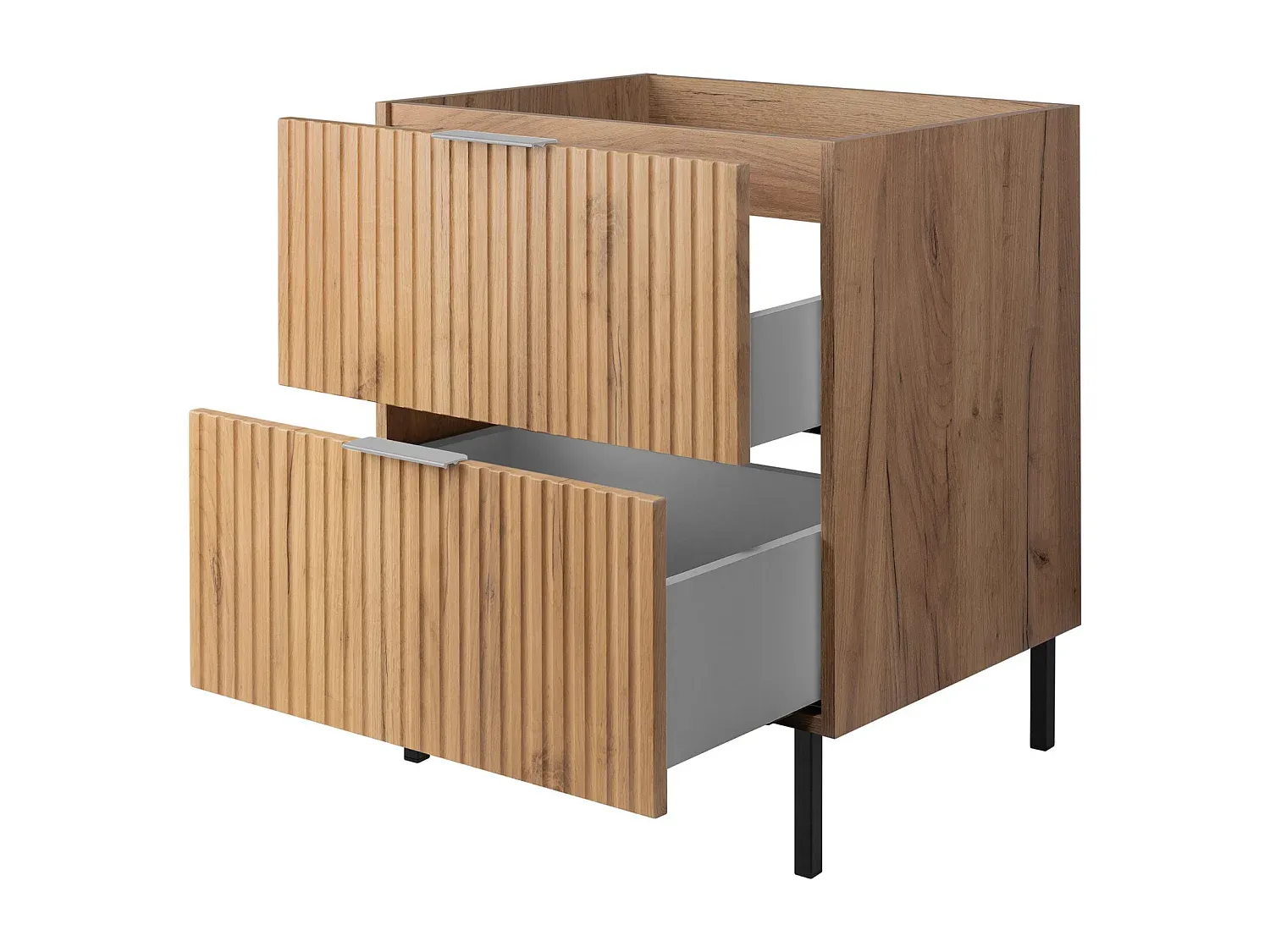 Moderner Unterschrank fürs Badezimmer, Eiche, 60 x 77 x 46 cm