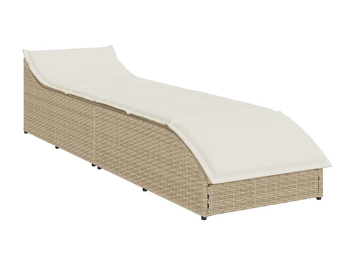 Verstellbare Sonnenliege mit Kissen und Stauraum aus Polyrattan Beige