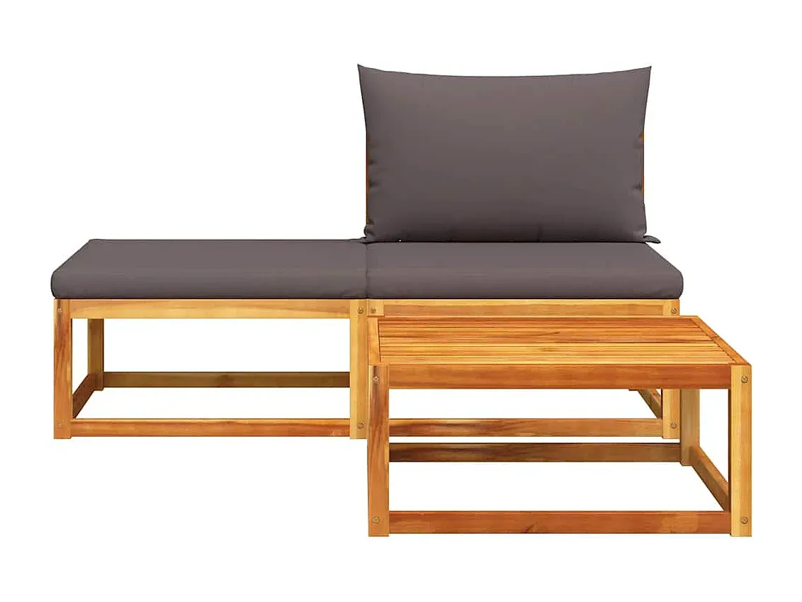 3-teilige Gartenmöbel-Sofagarnitur mit Kissen aus Akazienholz