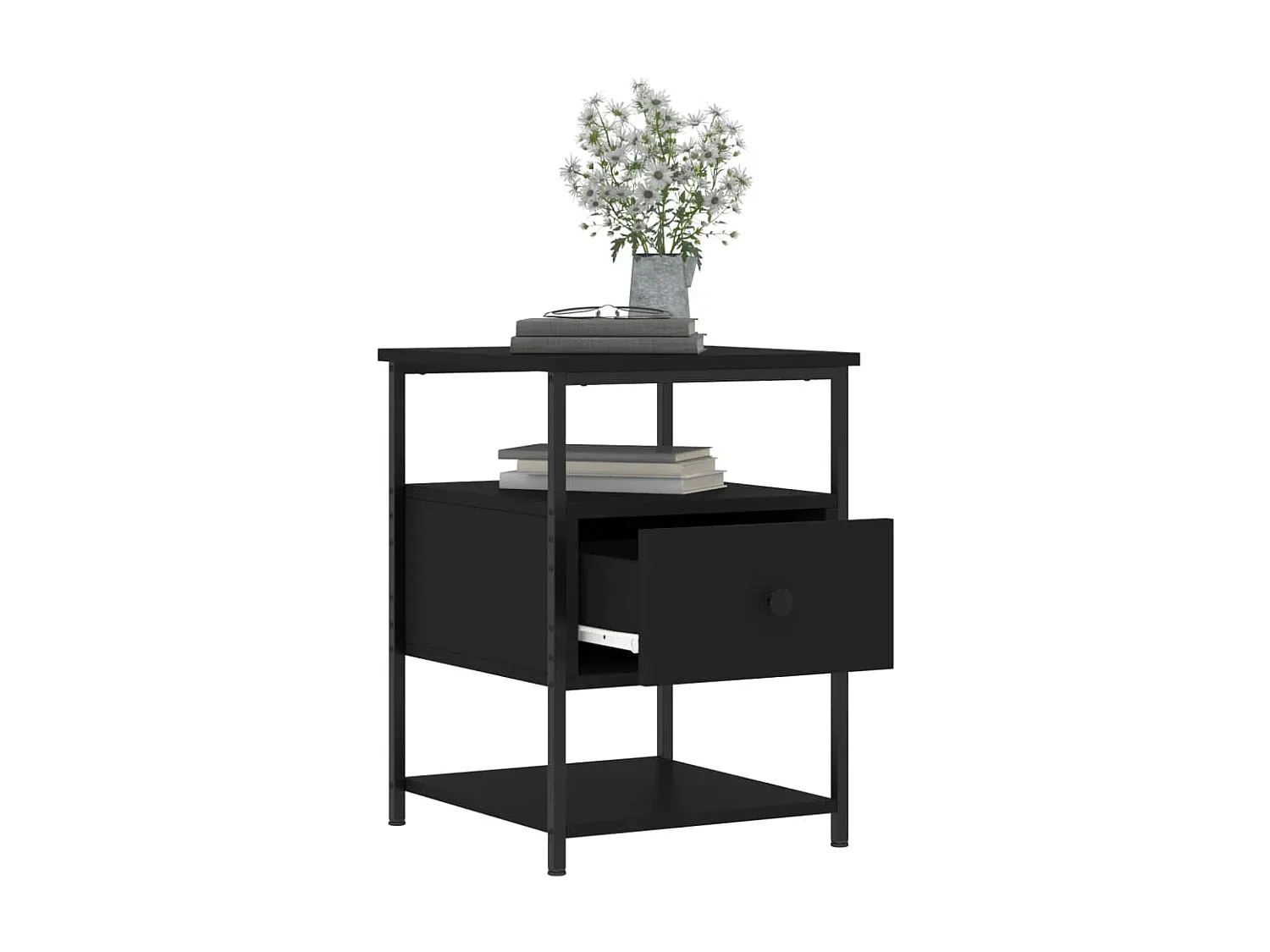 Modernes 2er-Set Nachttische Schwarz aus Holzwerkstoff