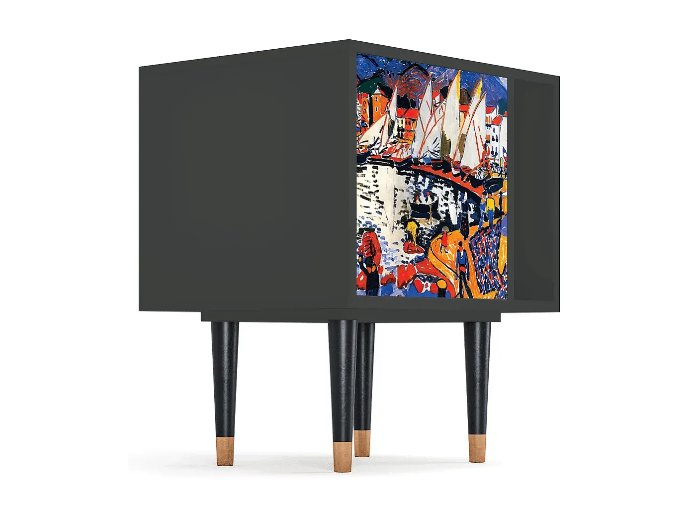 Moderner Nachttisch, 57x69x48 cm, Anthrazit