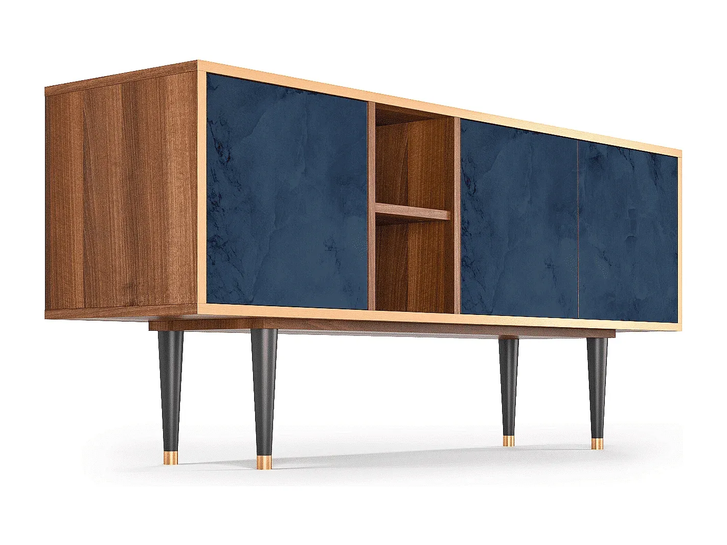 Moderner Fernsehtisch mit Stauraum in Nussbaum