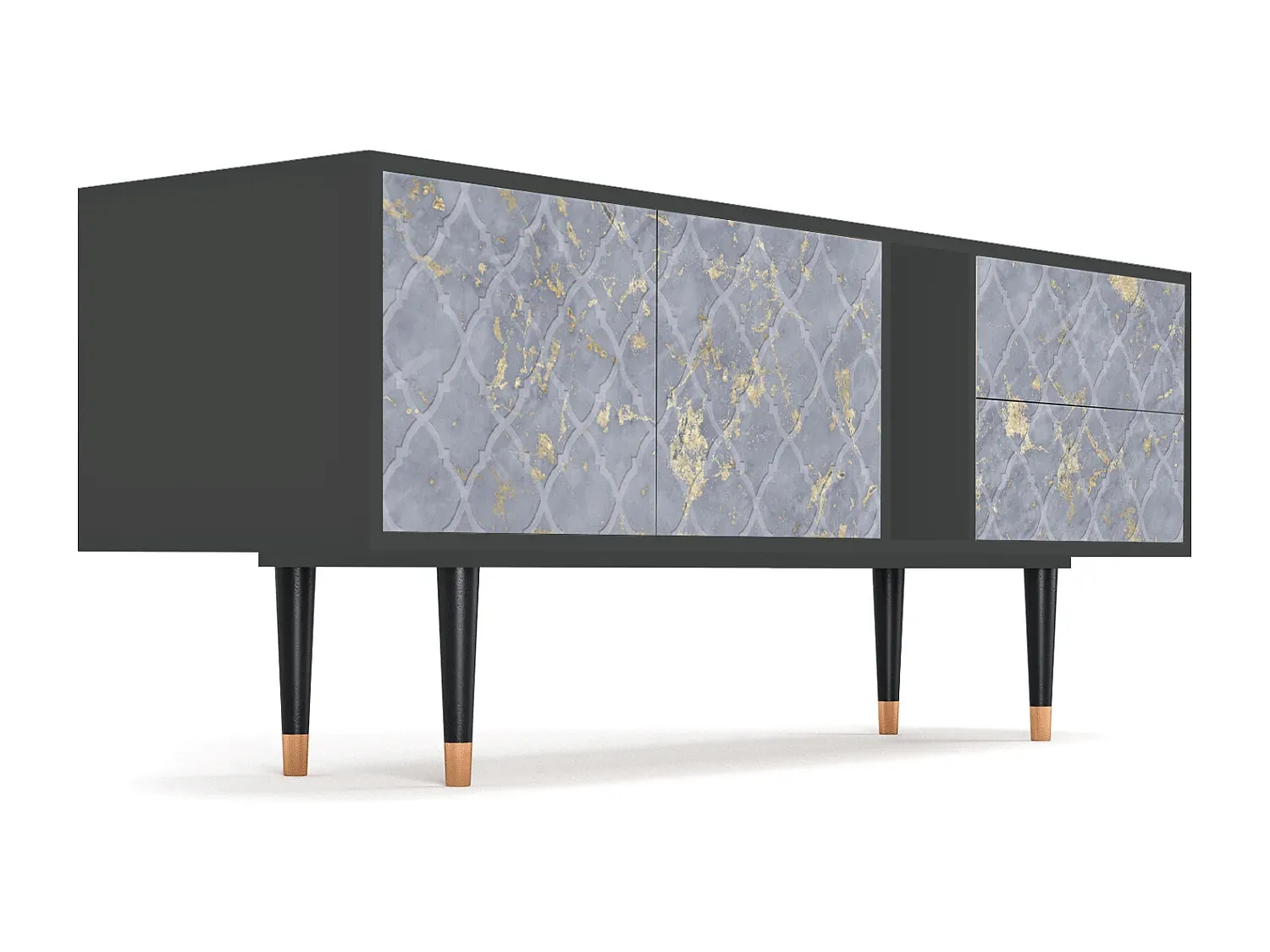 Moderner Fernsehtisch mit Rauchglas in Anthrazit, 170x69x48 cm