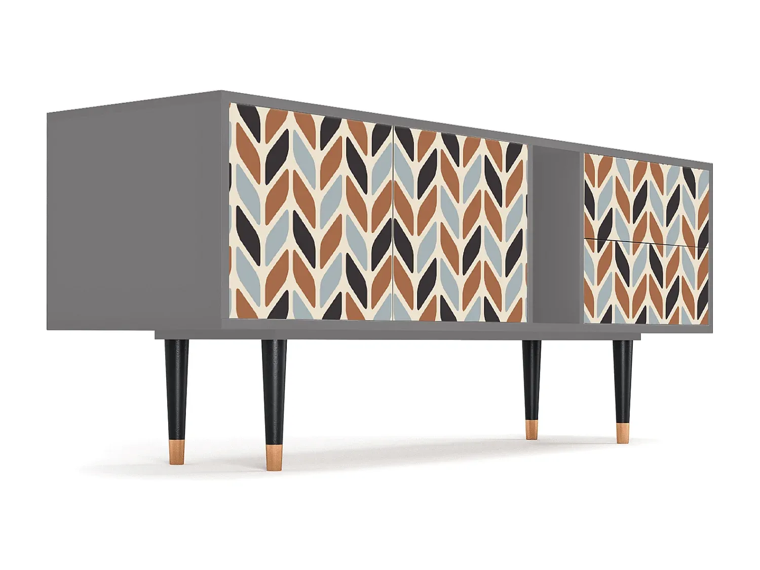 Moderne TV-Möbel mit Stauraum, Beige und Grau