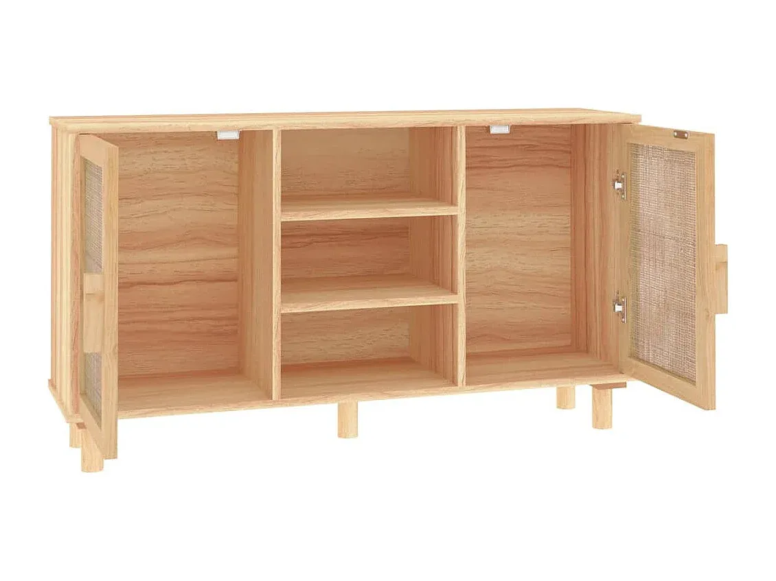 Holz Sideboard mit Rattan und natürlichem Design, 105x30x60 cm