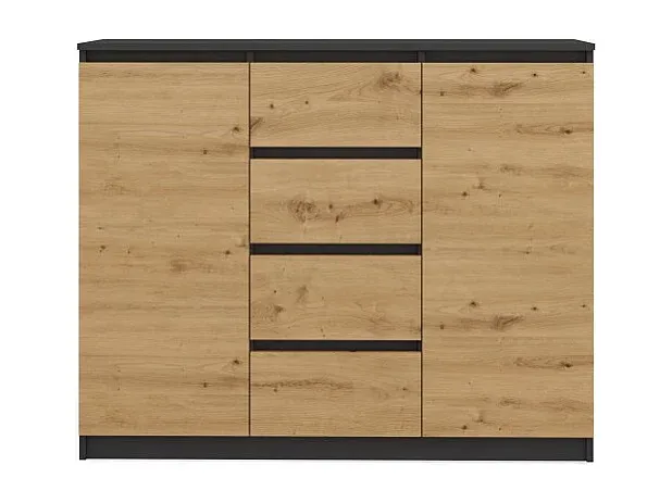 Großer Schrank mit Türen und Schubladen, Anthrazit