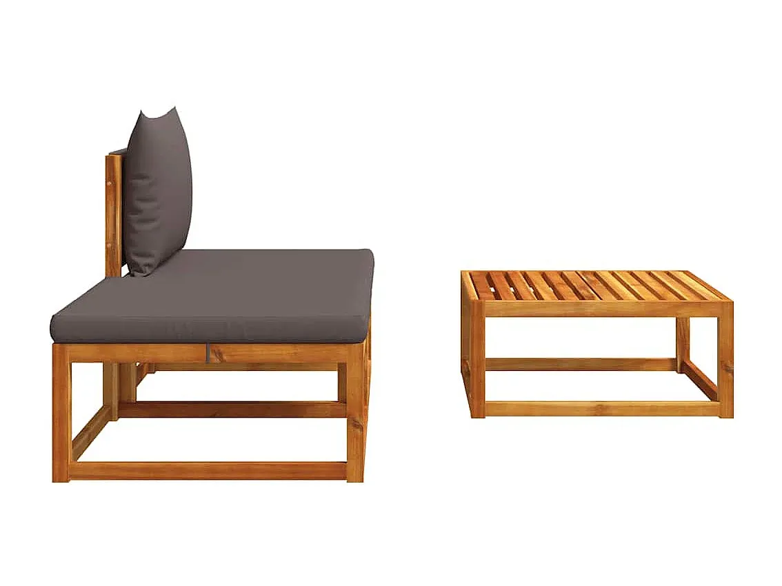3-teilige Gartenmöbel-Sofagarnitur mit Kissen aus Akazienholz