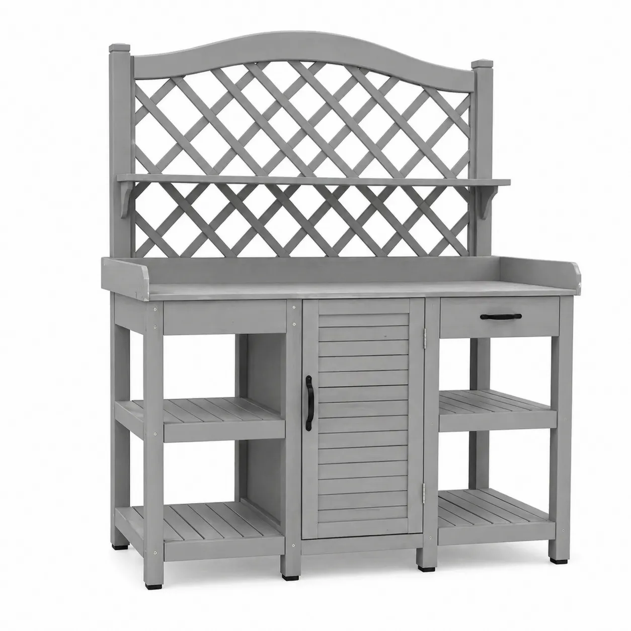 Table de Jardin en Bois Gris avec Treillis