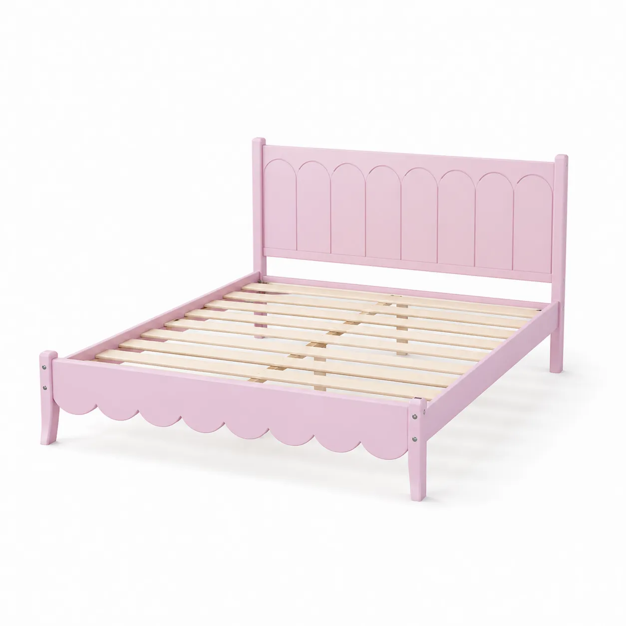 Lit enfant en bois massif rose 90x190 cm
