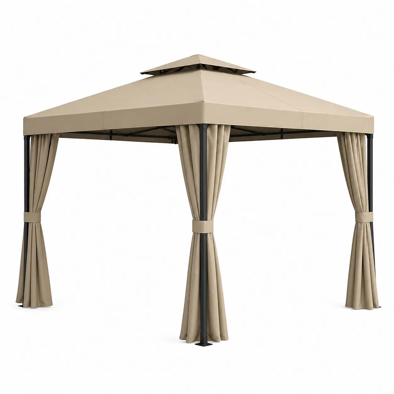 Tonnelle de Jardin 3x4m Acier Polyester Beige