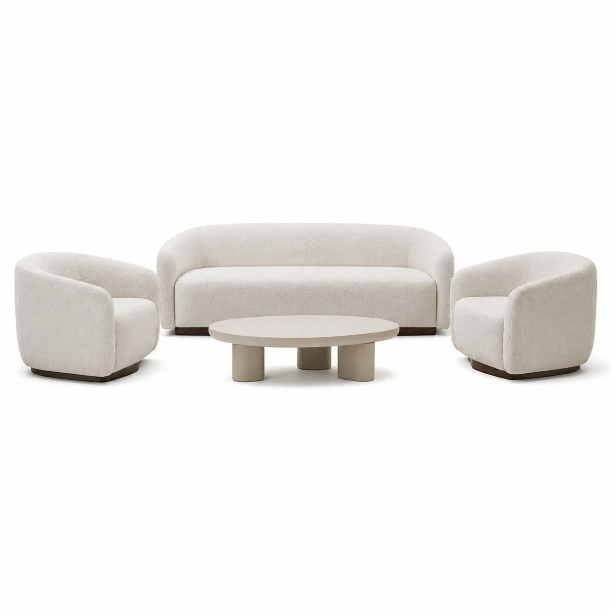 Ensemble de Canapé en Tissu Beige avec Table Basse