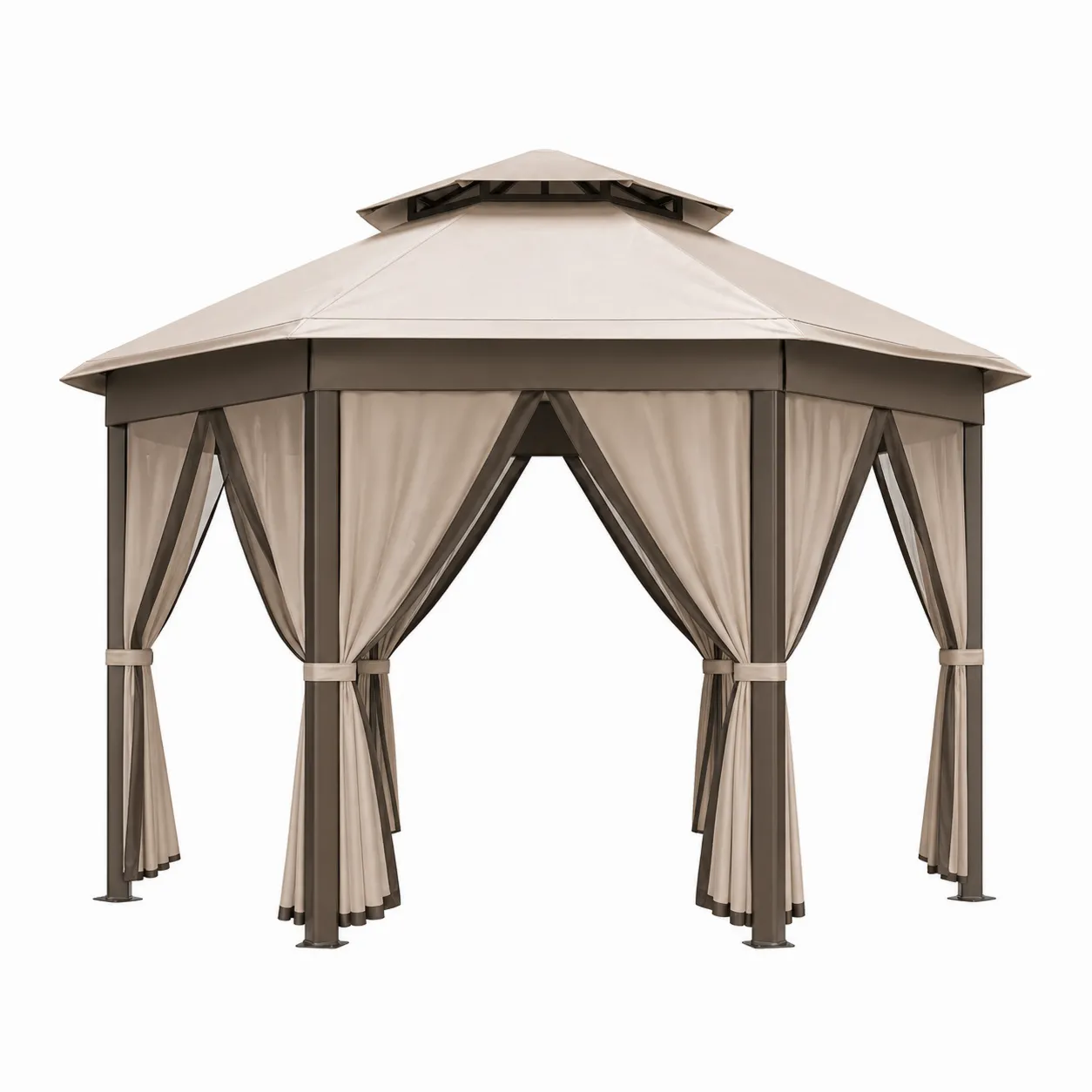 Pavillon en aluminium avec toit en polyester beige