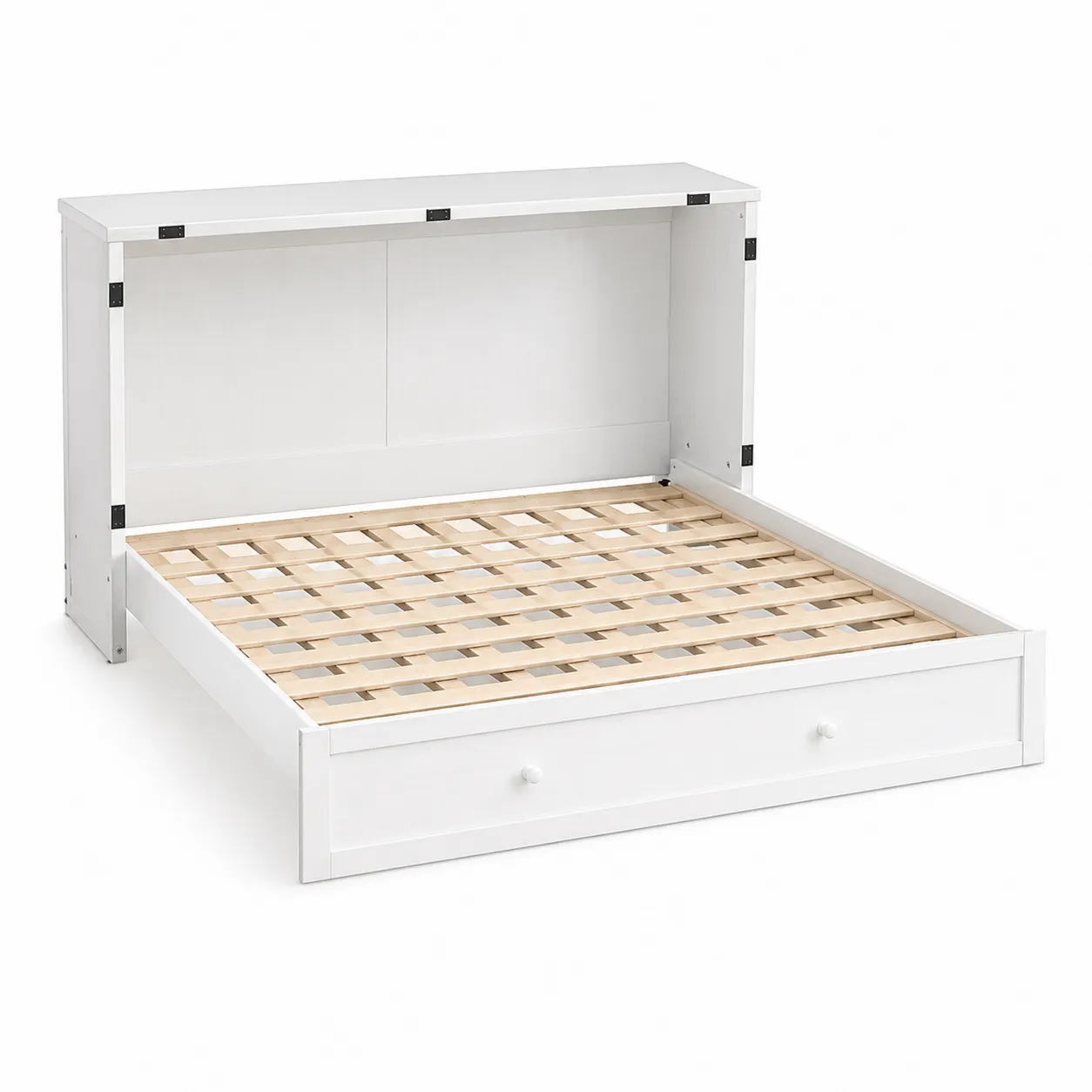 Lit escamotable en bois Blanc 200x140 cm