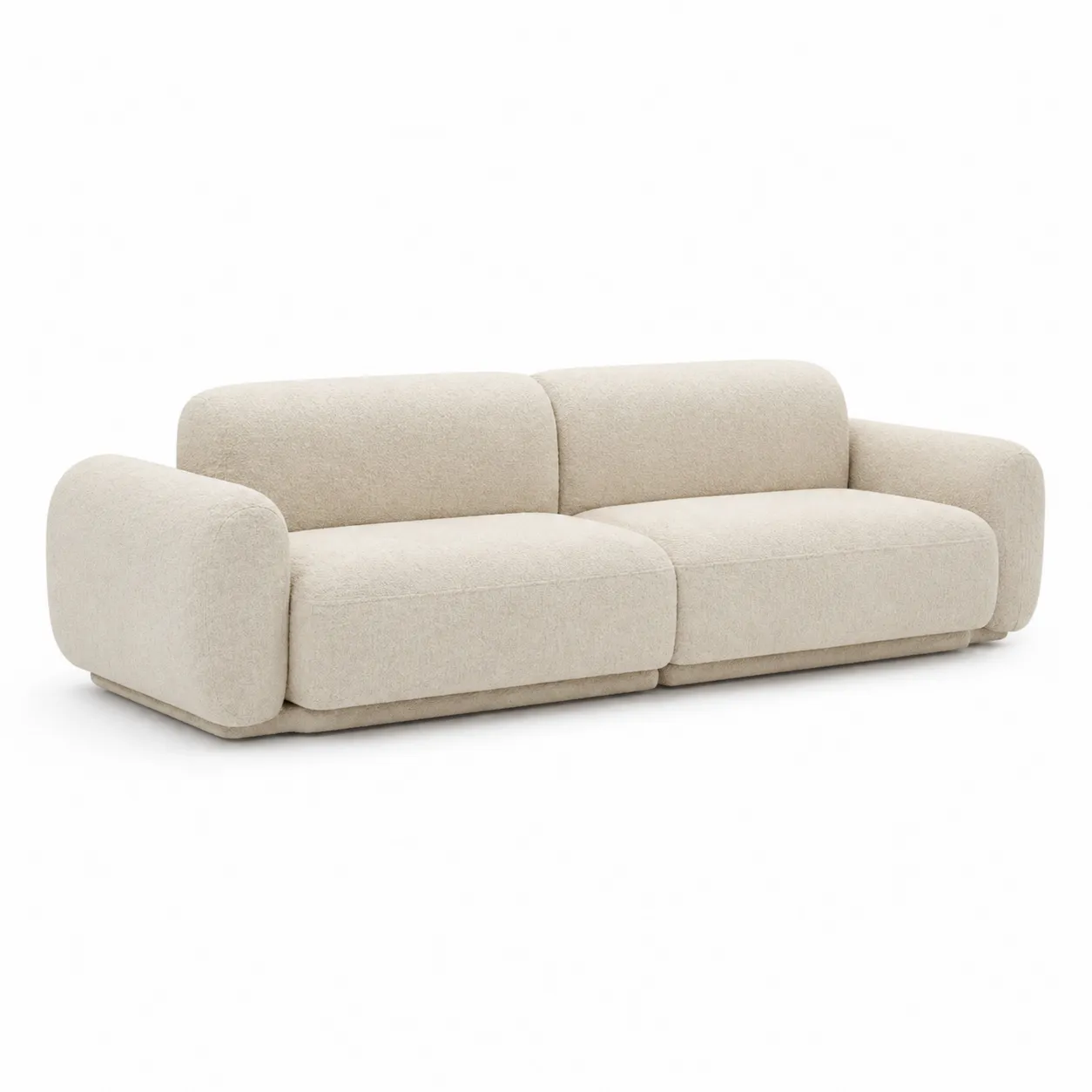 Canapé en tissu bouclé beige 3 places 220cm