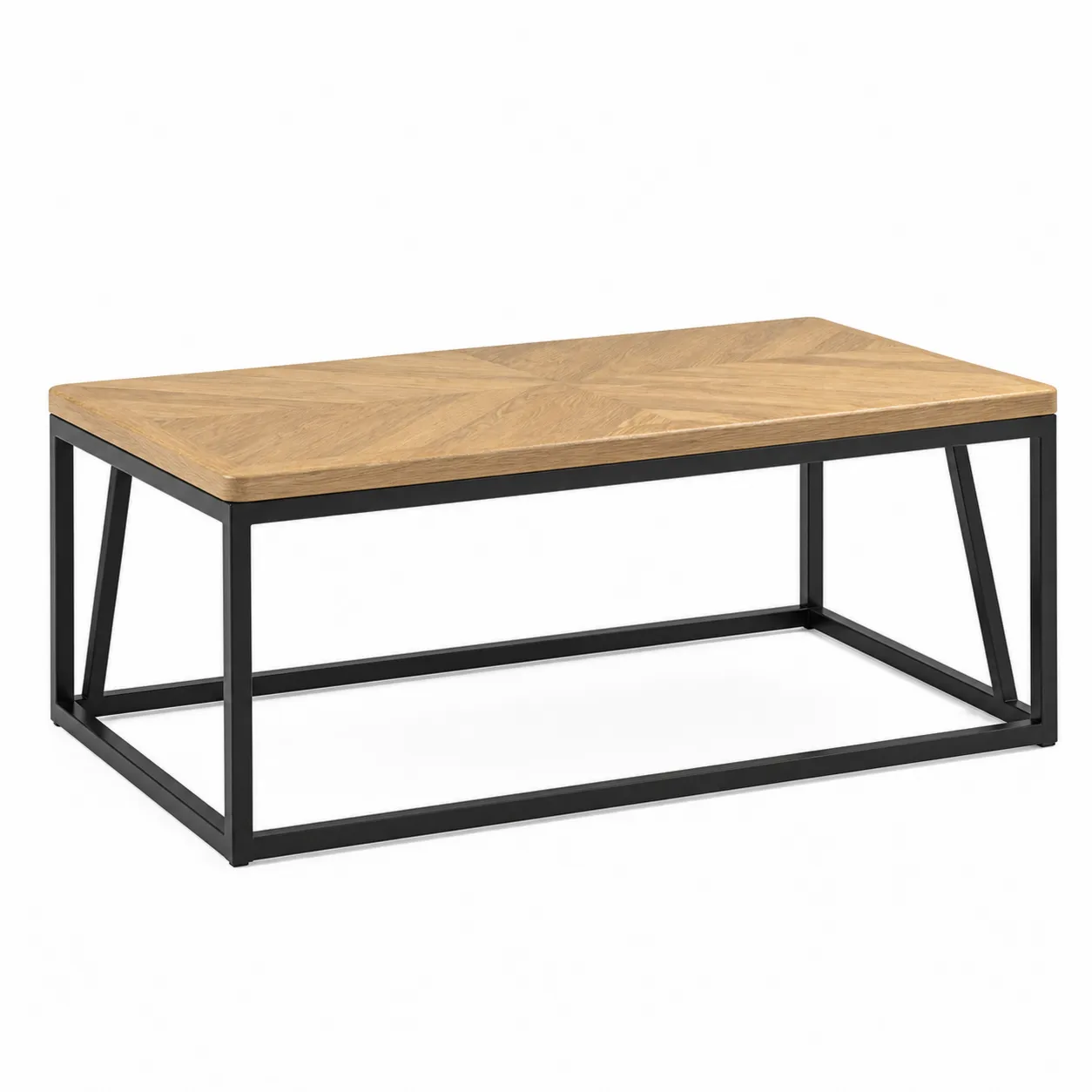 Table basse rectangulaire chêne métal 110x60x45 cm
