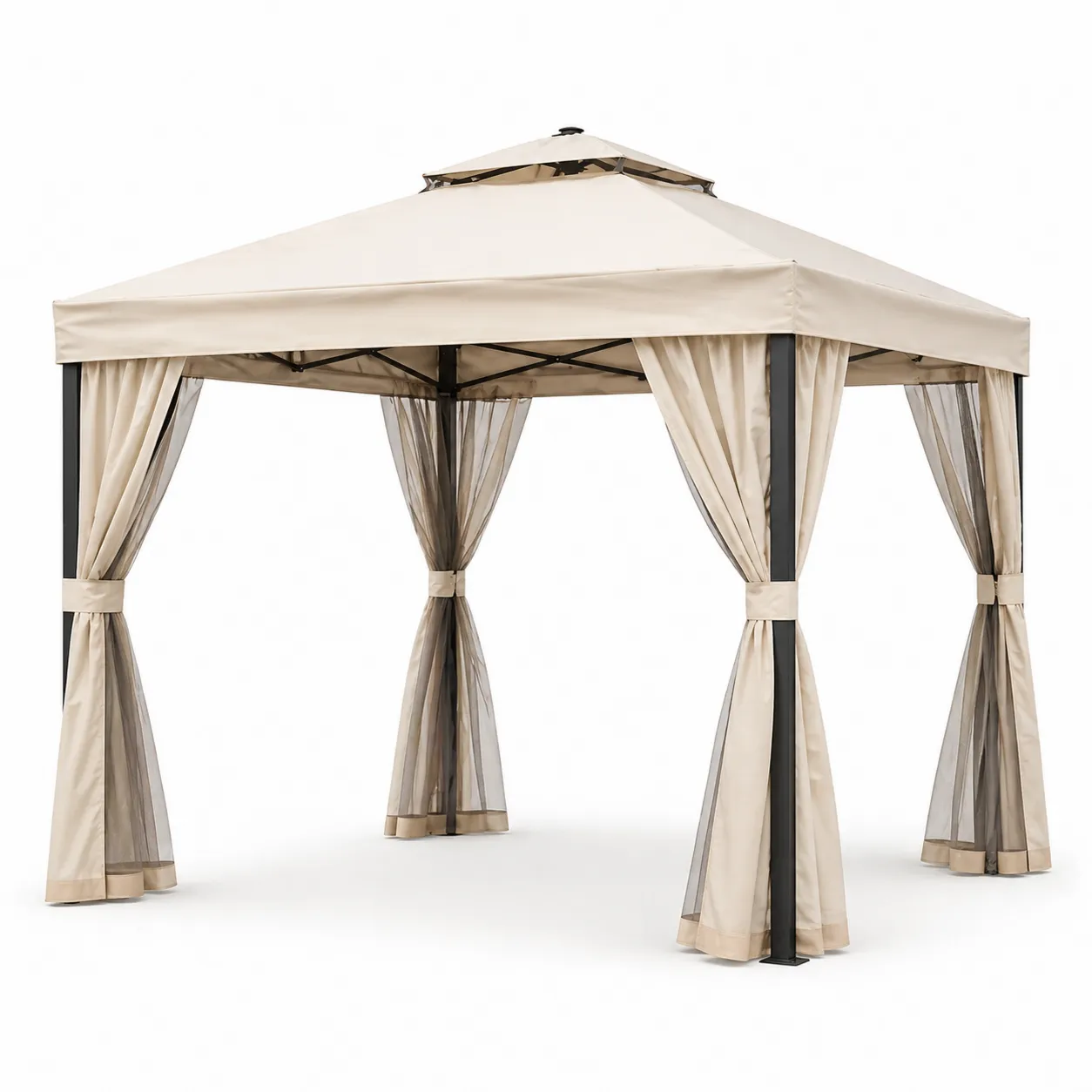 Tonnelle de Jardin en Aluminium avec Tissu en Polyester Beige
