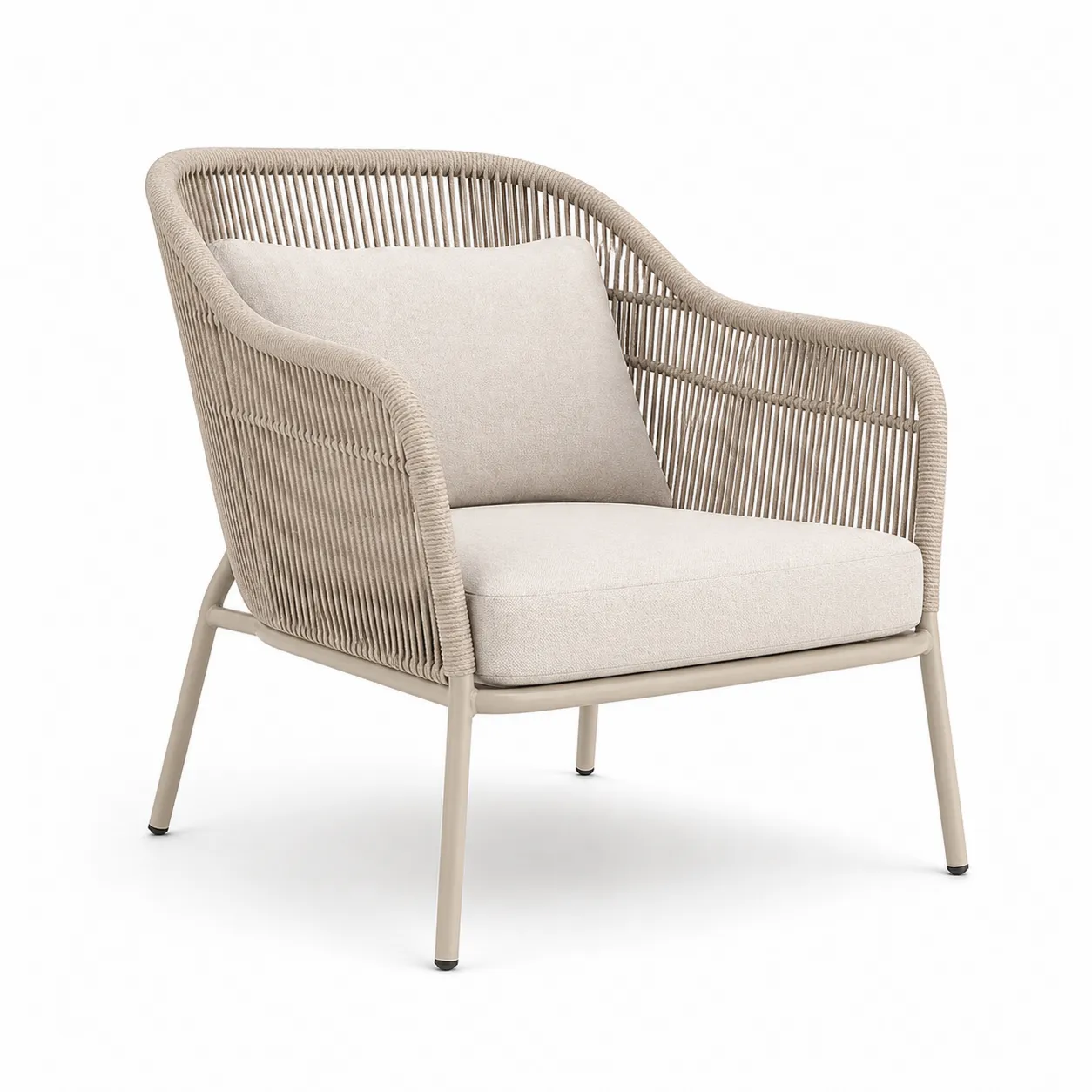 Fauteuil en aluminium et corde polyester Beige