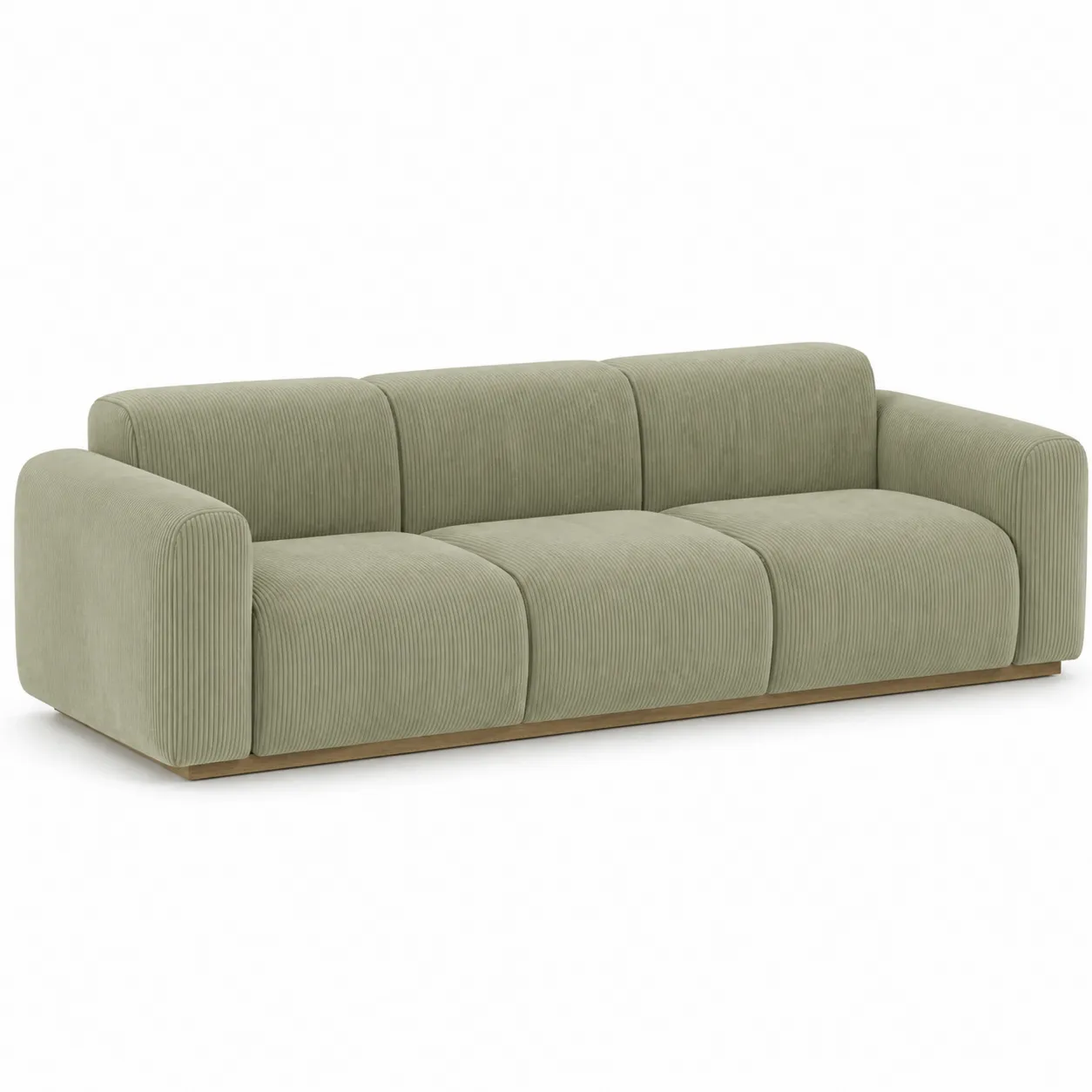 Canapé 3 places en velours côtelé Vert Clair 200 cm