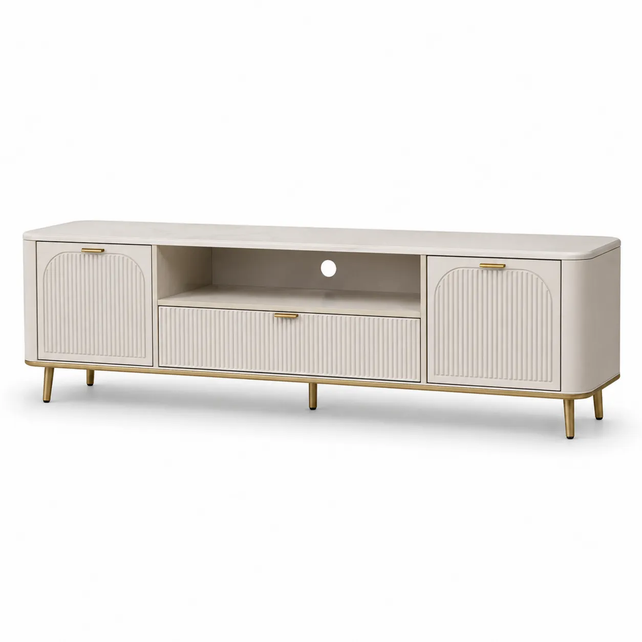 Meuble TV en bois avec pieds en métal 180 cm