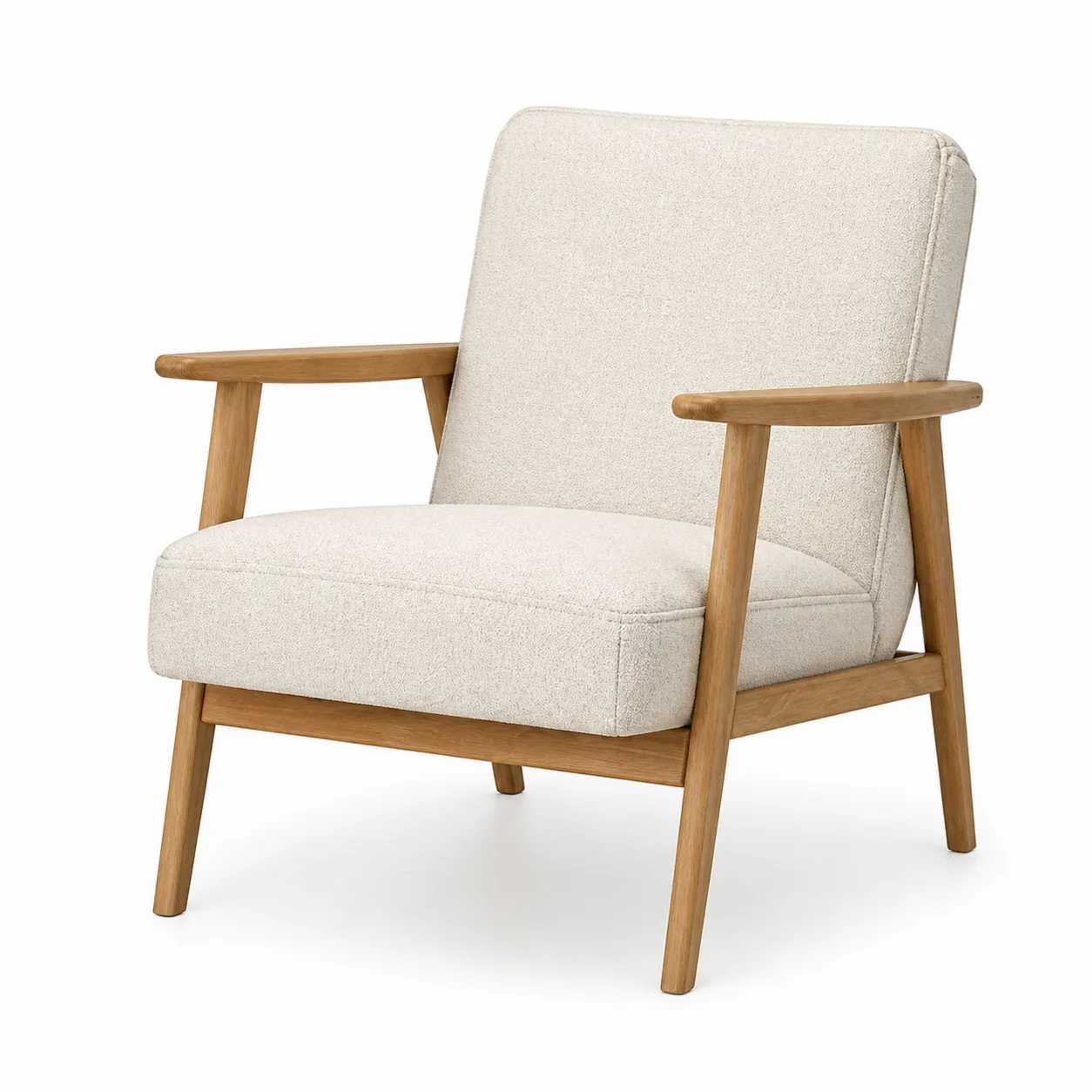 Fauteuil en bois et tissu polyester Beige