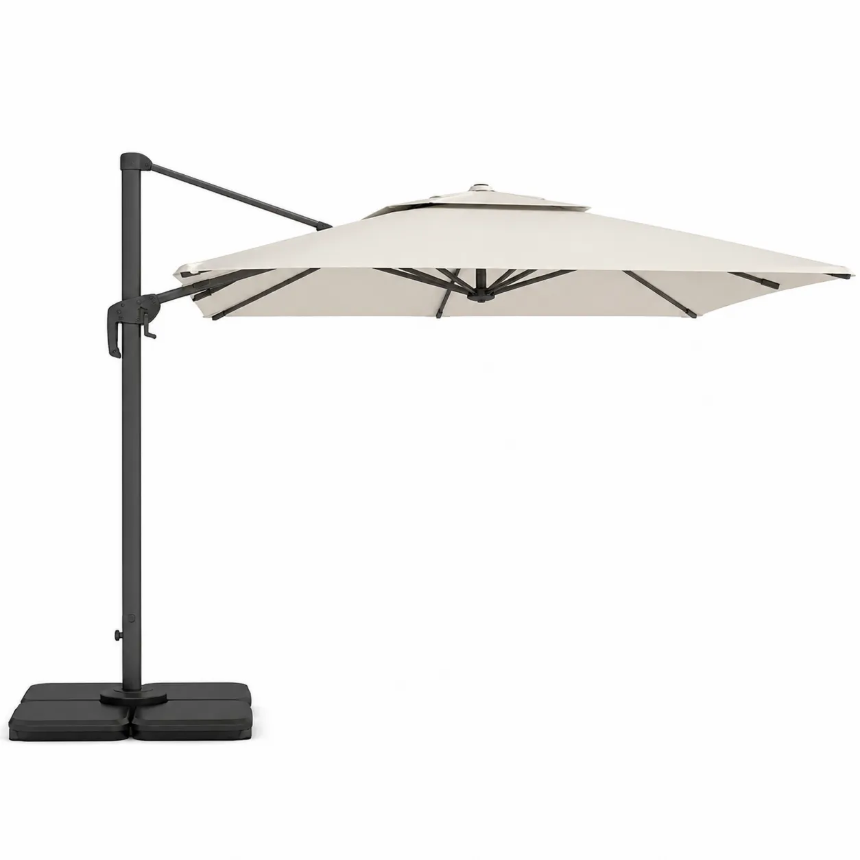 Parasol suspendu en aluminium avec toile beige 300x300 cm