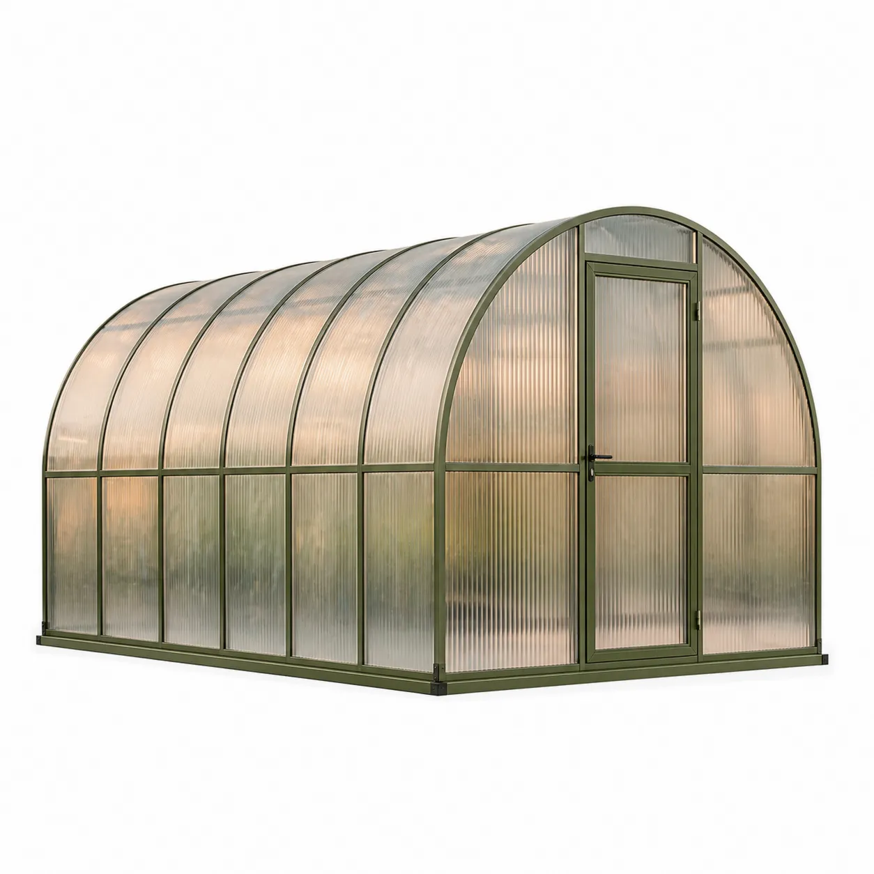 Serre en verre synthétique 12m² avec cadre en acier 4x3x2m Vert