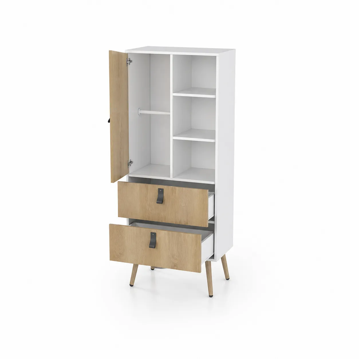 Armoire en bois et métal avec tiroirs, 60x40x150 cm