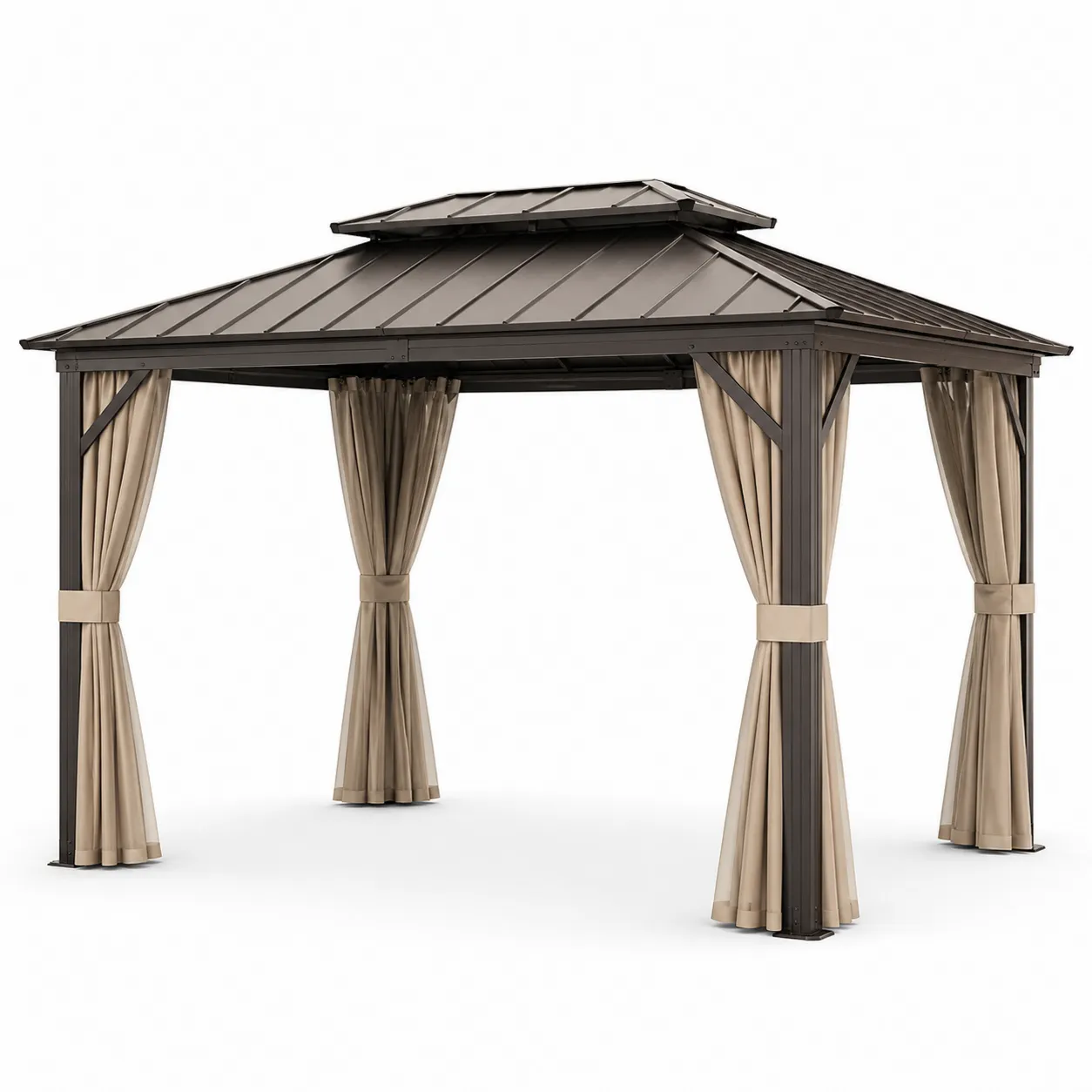 Pavillon de jardin en acier avec rideaux 300x400 cm