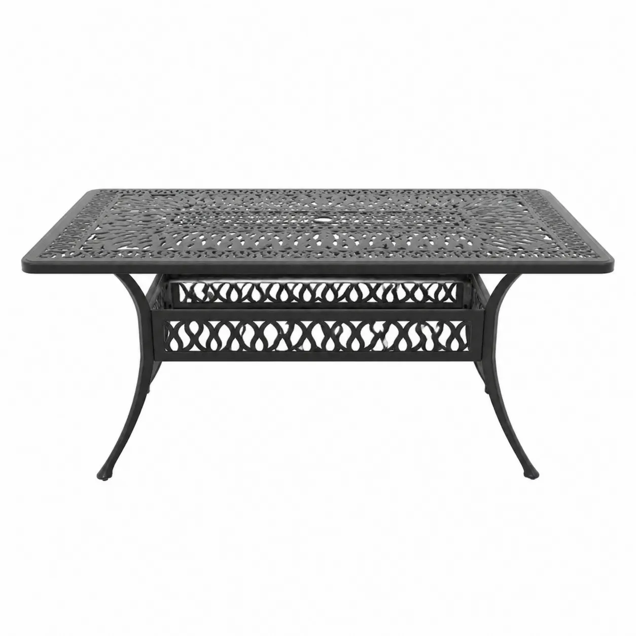 Table de Jardin Rectangulaire en Aluminium Noir 90x150 cm
