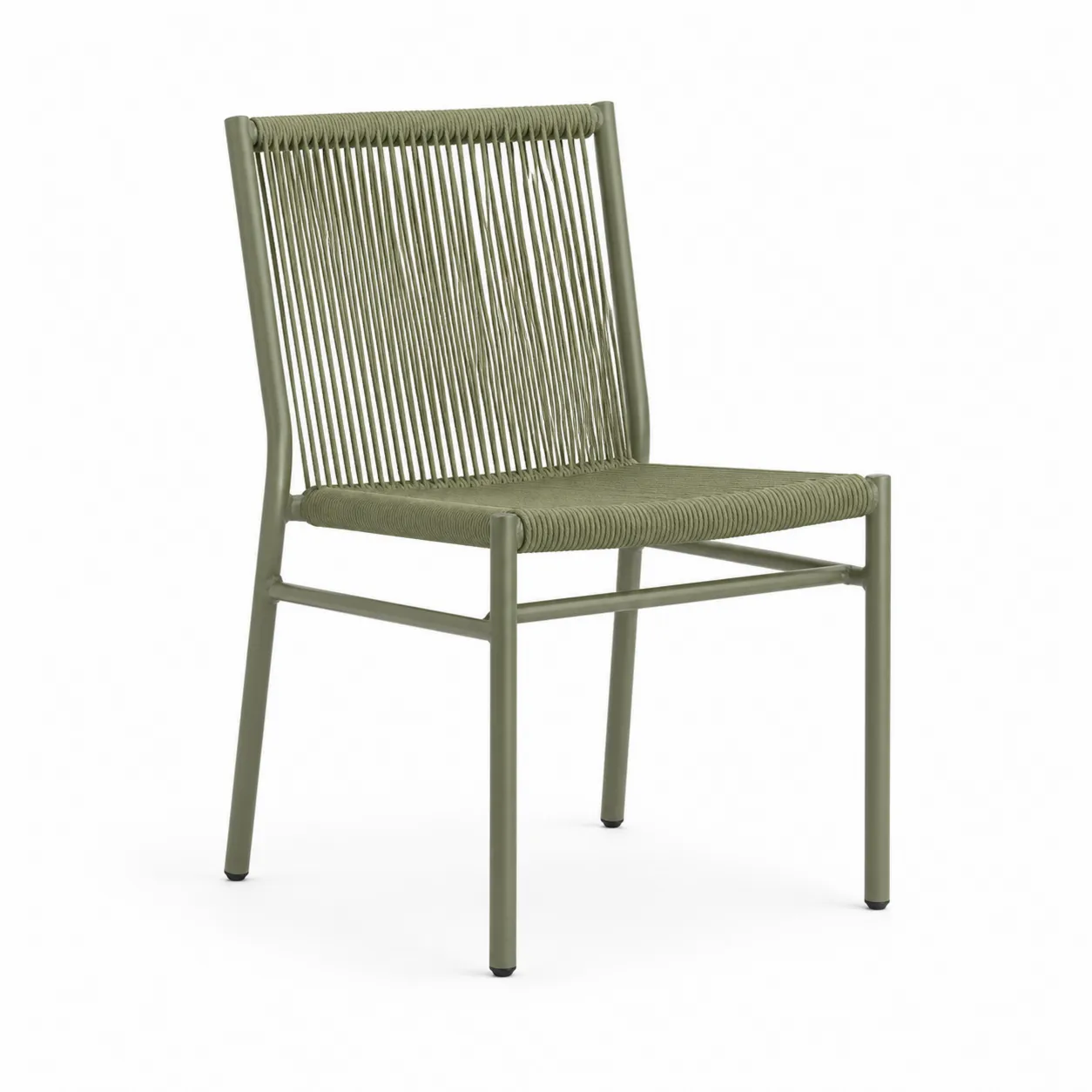 Chaise en métal et polyester vert olive