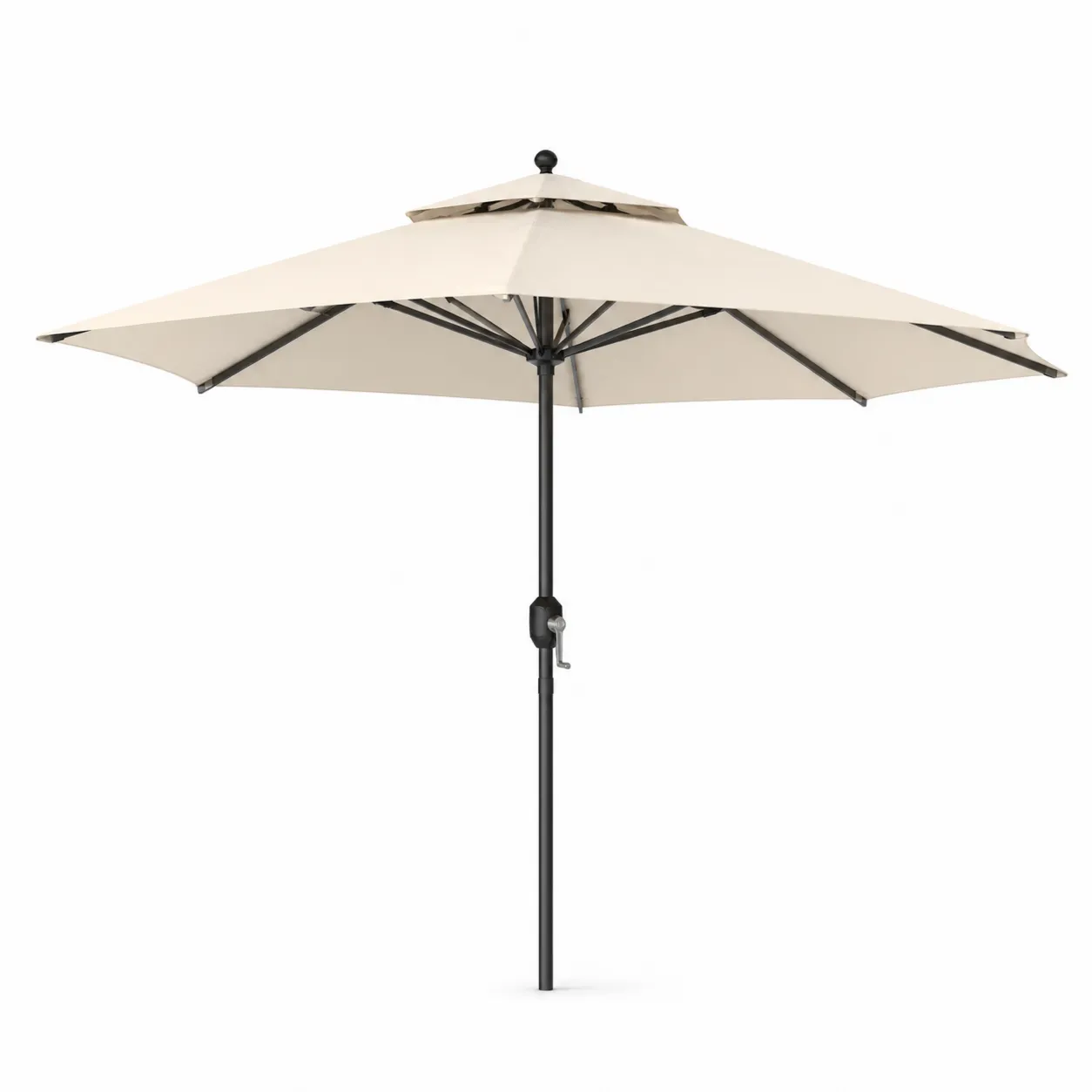 Parasol Rond 300cm Polyester Aluminium Beige