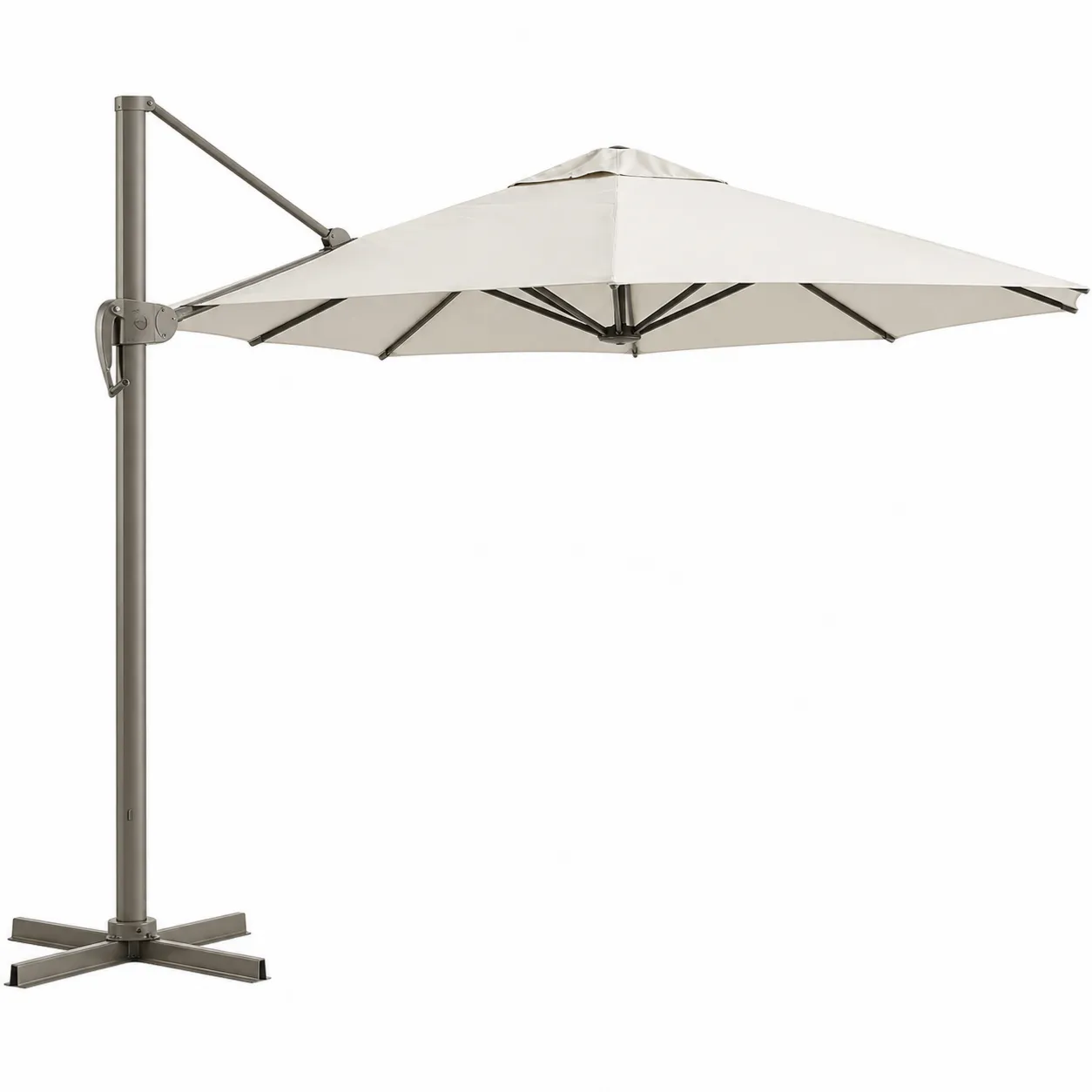 Parasol déporté octogonal 300 cm polyester blanc et aluminium