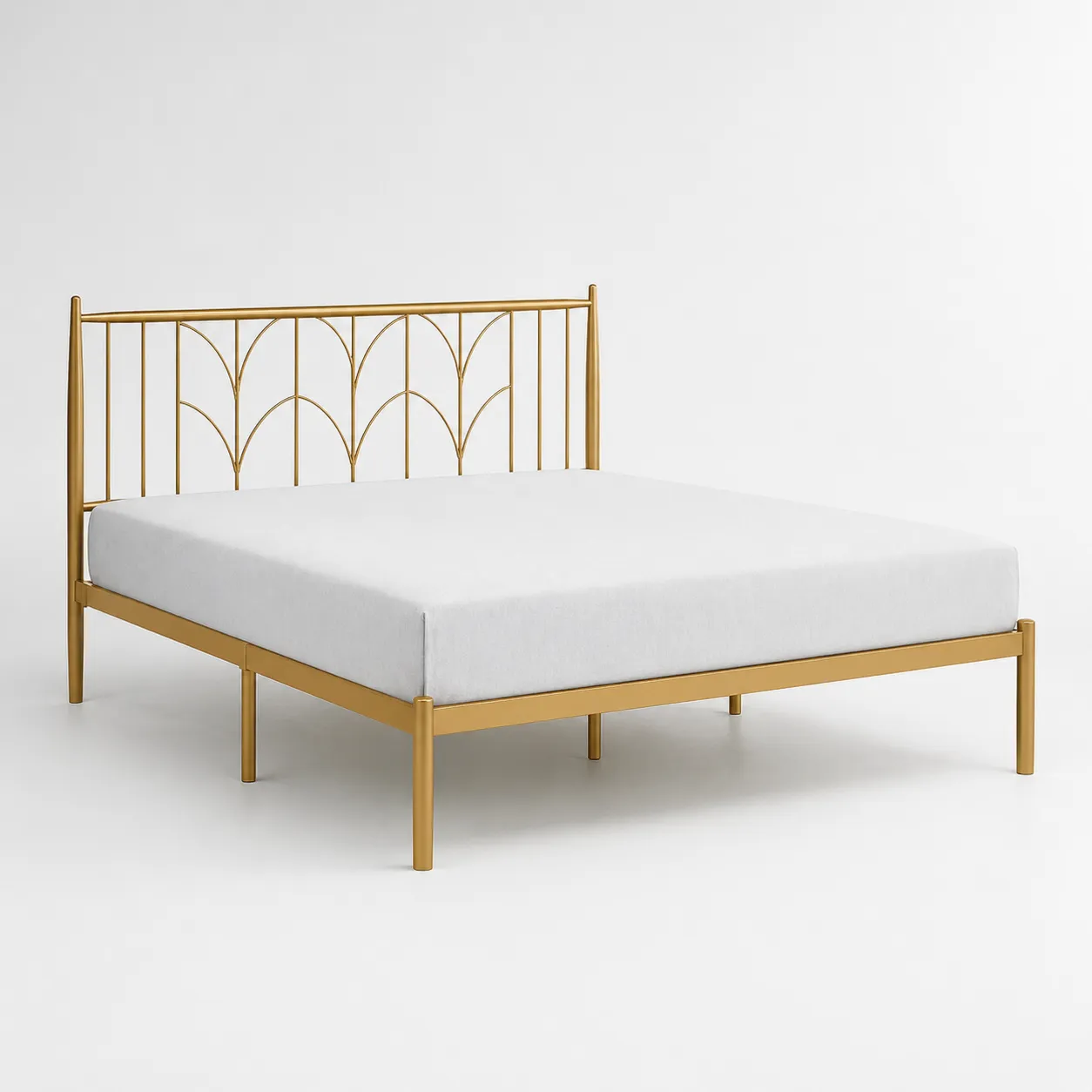 Lit double en métal doré 140x200 cm