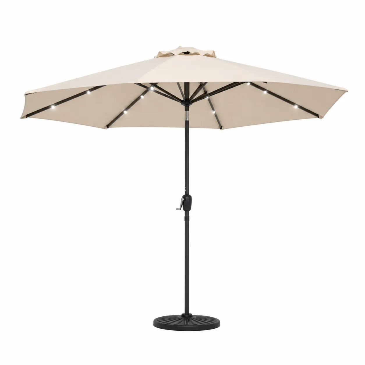 Parasol rond en polyester avec LED Beige 300cm