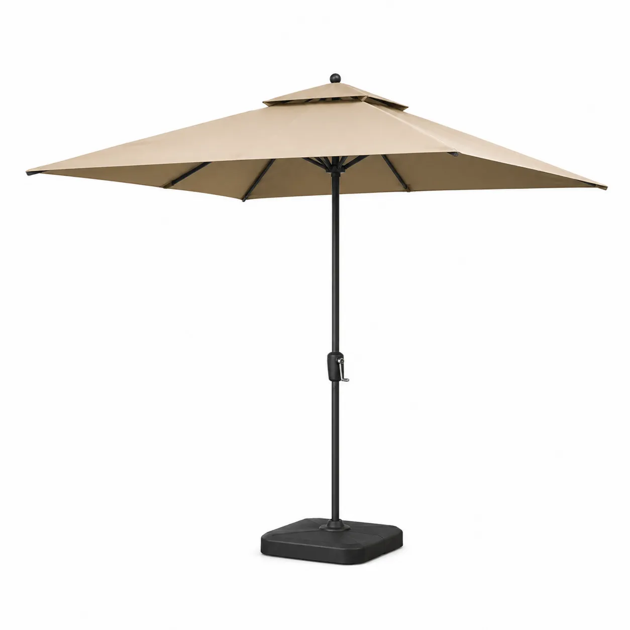 Parasol Carré en Polyester Beige avec Mât en Aluminium