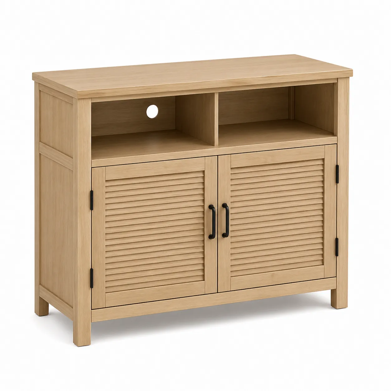 Buffet en bois d'ingénierie clair avec portes à persiennes