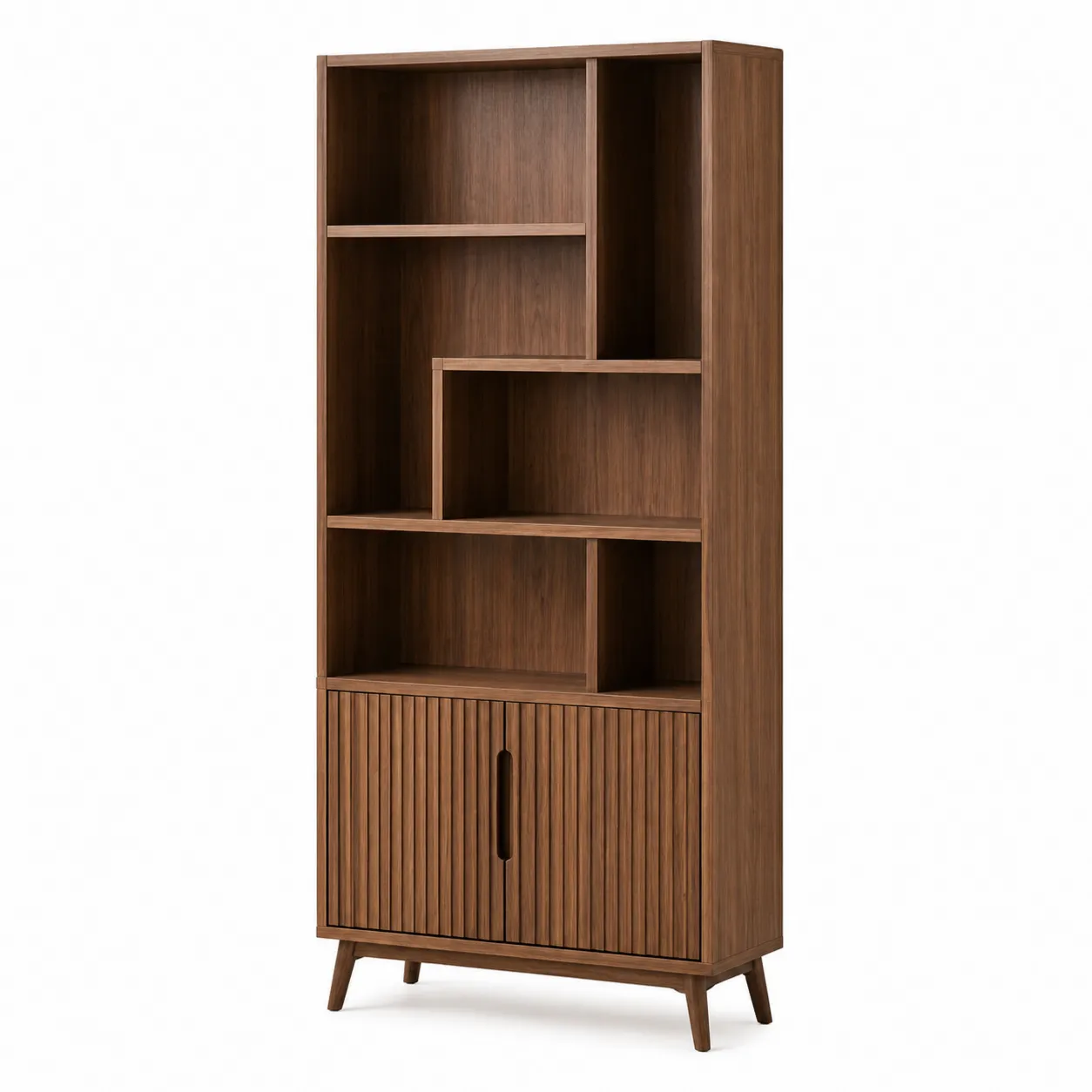 Bibliothèque en Bois avec Étagères et Portes