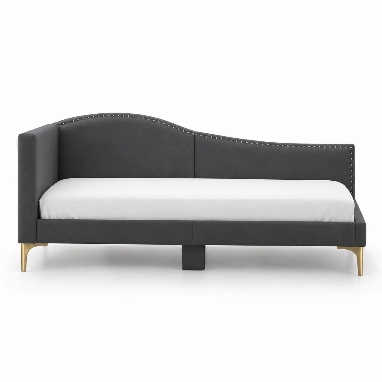 Lit de jour en cuir synthétique avec pieds en métal doré