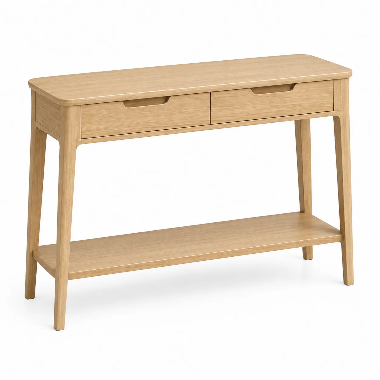 Console en bois avec tiroirs en chêne clair